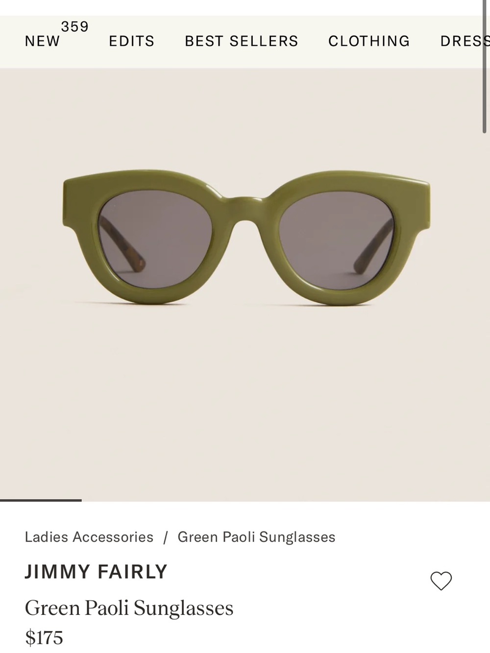 Jimmy Fairly Green Paoli Sunglasses